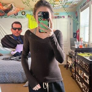 Brown v-neck sweater